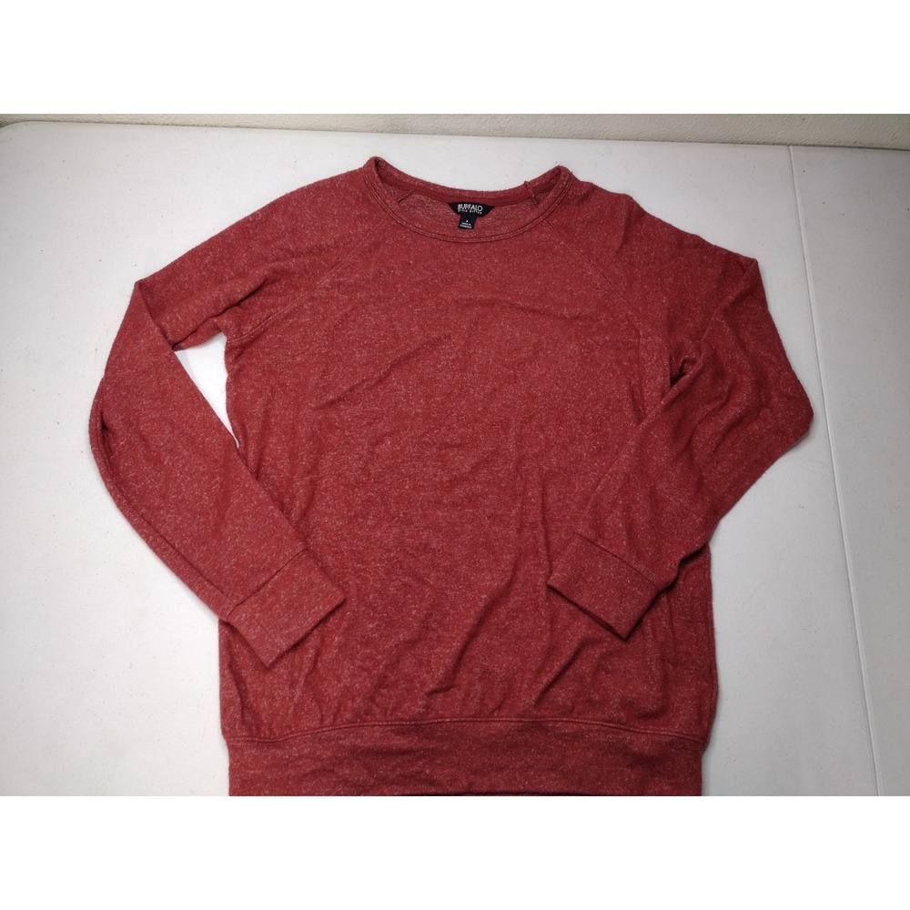 Buffalo David Bitton Womens Red Heathered Raglan Long Sleeve Sweatshirt Small